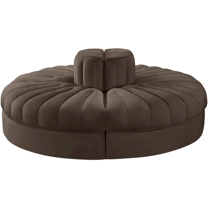 Rummi Brown Velvet Performance Fabric Upholstered 4pc. Modular Sofa