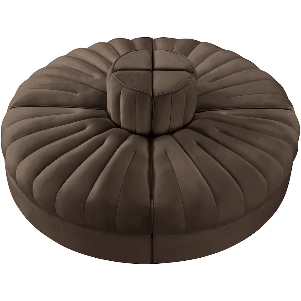Rummi Brown Velvet Performance Fabric Upholstered 4pc. Modular Sofa