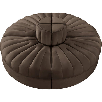 Rummi Brown Velvet Performance Fabric Upholstered 4pc. Modular Sofa