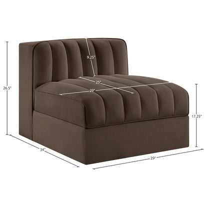 Rummi Brown Velvet Performance Fabric Upholstered Modular Chair