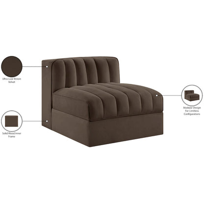 Rummi Brown Velvet Performance Fabric Upholstered Modular Chair