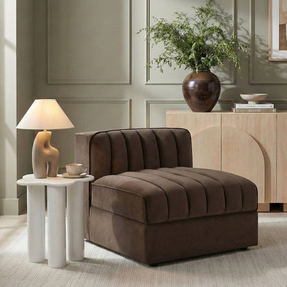 Rummi Brown Velvet Performance Fabric Upholstered Modular Chair