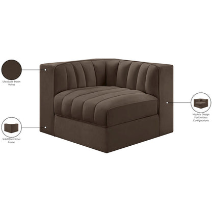 Rummi Brown Velvet Performance Fabric Upholstered Modular Chair