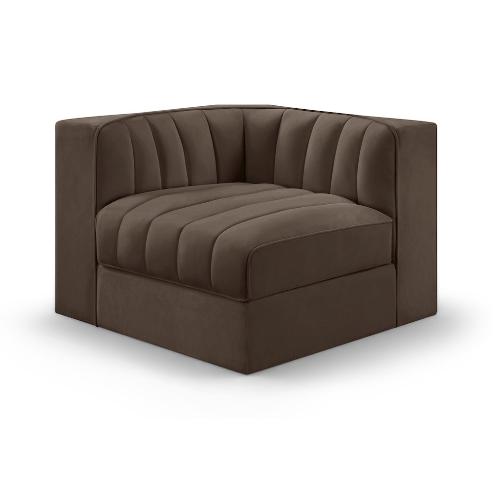 Rummi Brown Velvet Performance Fabric Upholstered Modular Chair