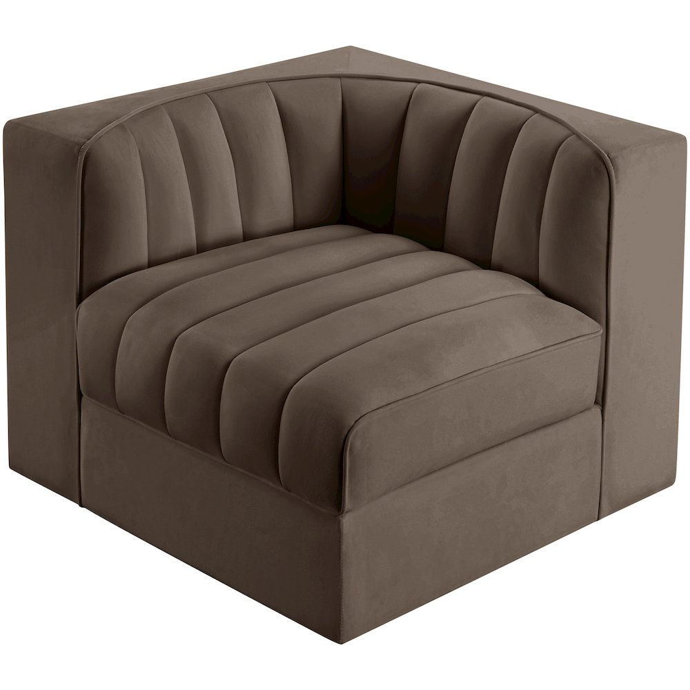 Rummi Brown Velvet Performance Fabric Upholstered Modular Chair