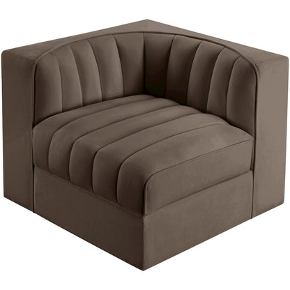 Rummi Brown Velvet Performance Fabric Upholstered Modular Chair