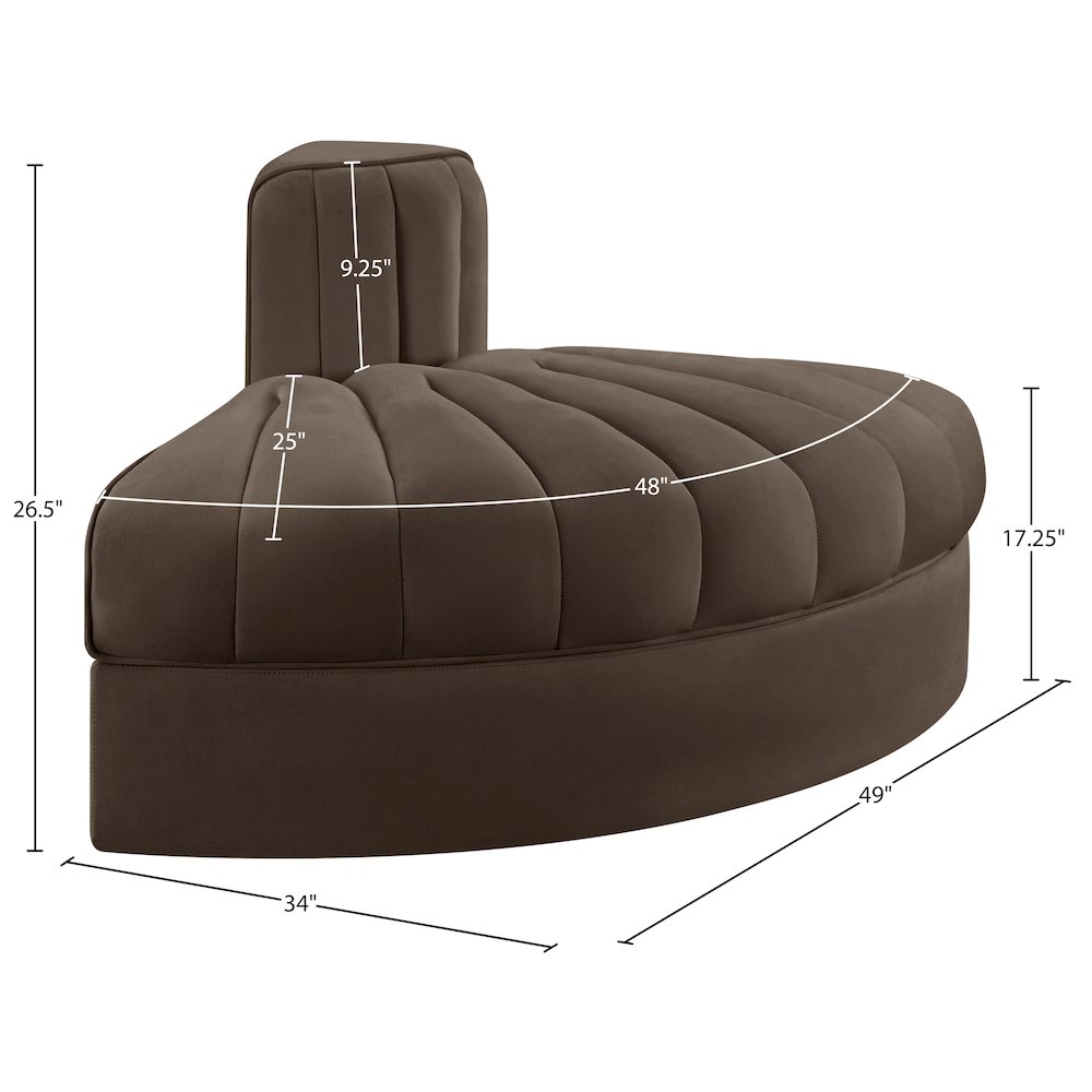 Rummi Brown Velvet Performance Fabric Upholstered Modular Chair