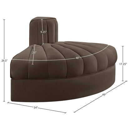 Rummi Brown Velvet Performance Fabric Upholstered Modular Chair