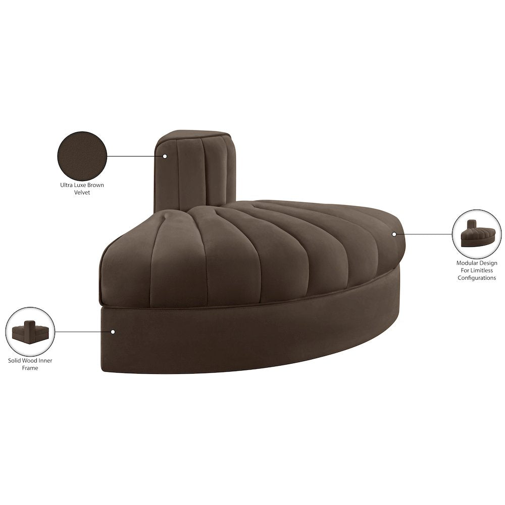 Rummi Brown Velvet Performance Fabric Upholstered Modular Chair
