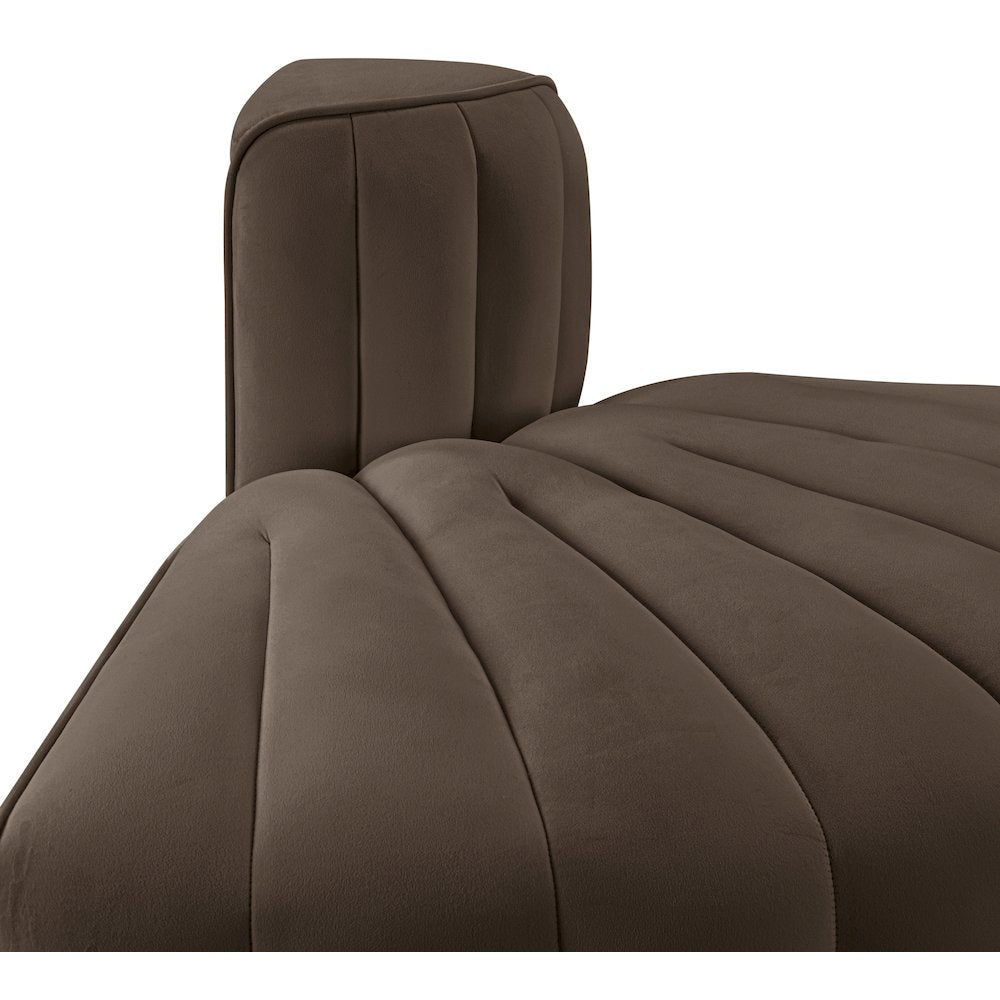 Rummi Brown Velvet Performance Fabric Upholstered Modular Chair