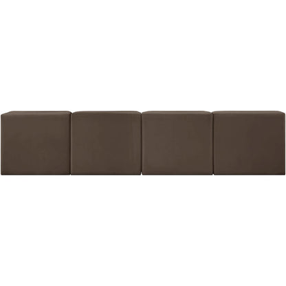 Rummi Brown Velvet Performance Fabric Upholstered 4pc. Modular Sofa