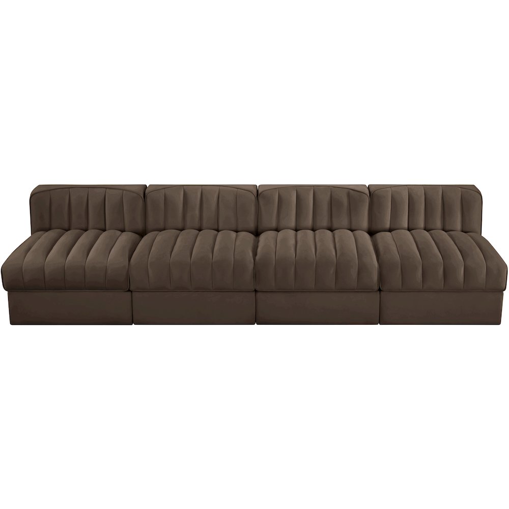 Rummi Brown Velvet Performance Fabric Upholstered 4pc. Modular Sofa