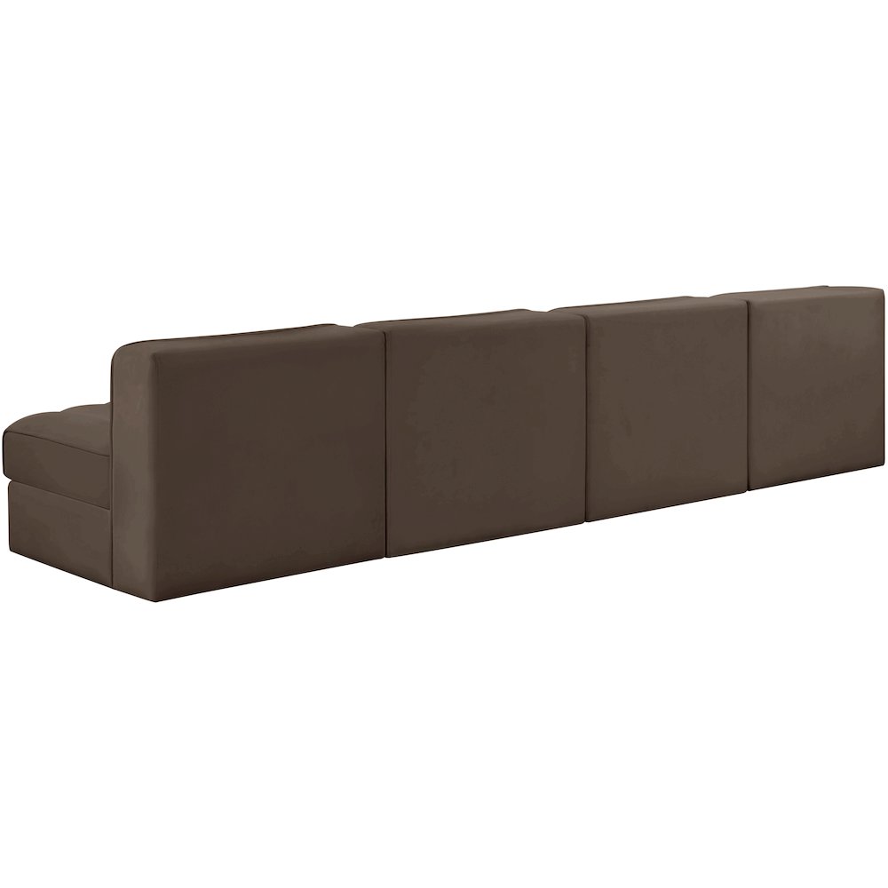 Rummi Brown Velvet Performance Fabric Upholstered 4pc. Modular Sofa