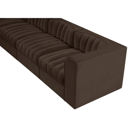 Rummi Brown Velvet Performance Fabric Upholstered 4pc. Modular Sofa