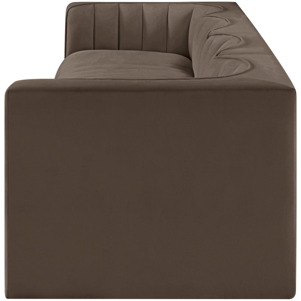 Rummi Brown Velvet Performance Fabric Upholstered 4pc. Modular Sofa