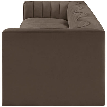 Rummi Brown Velvet Performance Fabric Upholstered 4pc. Modular Sofa