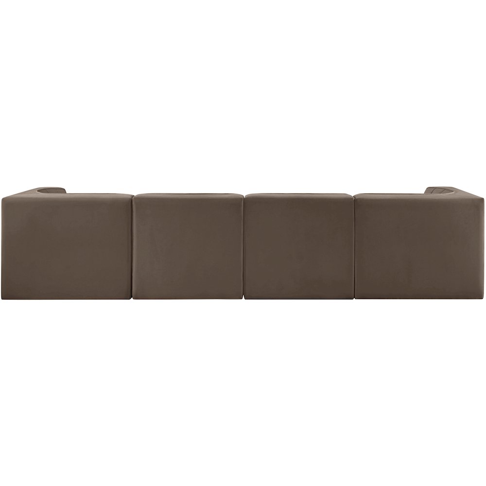 Rummi Brown Velvet Performance Fabric Upholstered 4pc. Modular Sofa