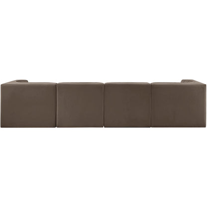 Rummi Brown Velvet Performance Fabric Upholstered 4pc. Modular Sofa