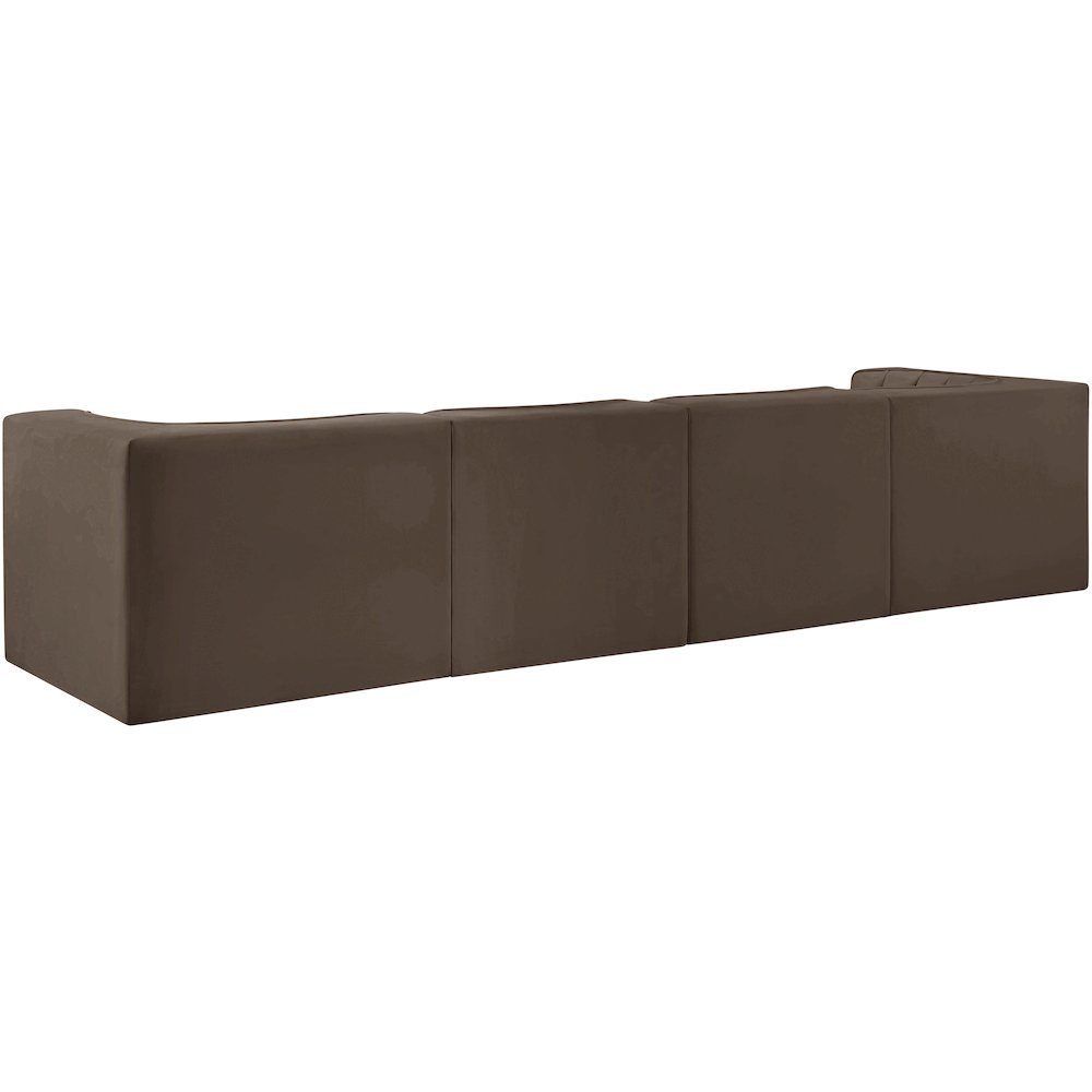 Rummi Brown Velvet Performance Fabric Upholstered 4pc. Modular Sofa