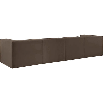 Rummi Brown Velvet Performance Fabric Upholstered 4pc. Modular Sofa