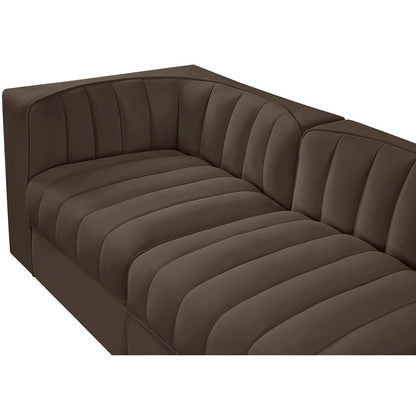 Rummi Brown Velvet Performance Fabric Upholstered 5pc. Modular Sofa
