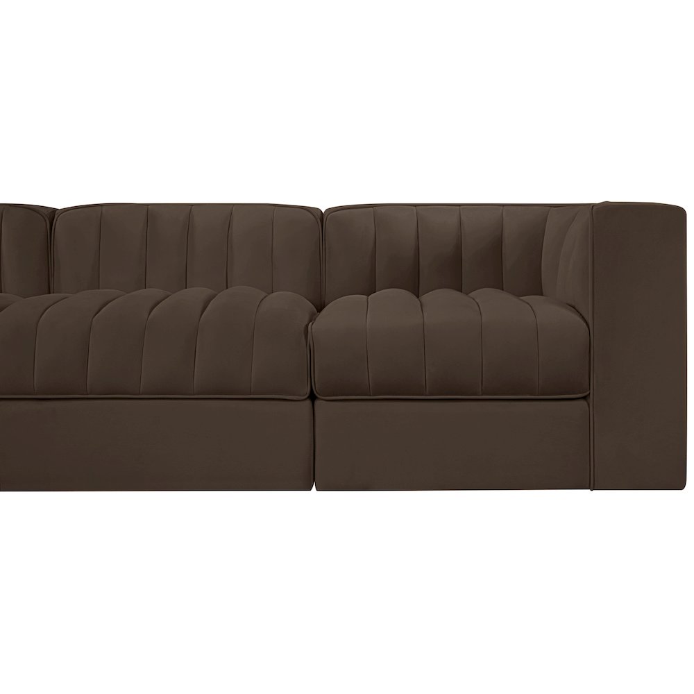 Rummi Brown Velvet Performance Fabric Upholstered 5pc. Modular Sofa