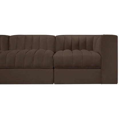Rummi Brown Velvet Performance Fabric Upholstered 5pc. Modular Sofa