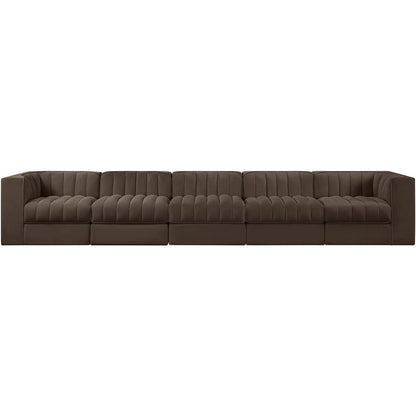 Rummi Brown Velvet Performance Fabric Upholstered 5pc. Modular Sofa