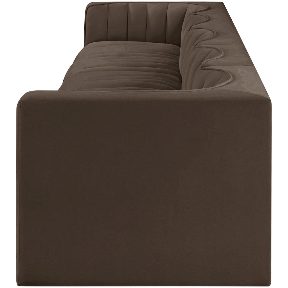 Rummi Brown Velvet Performance Fabric Upholstered 5pc. Modular Sofa