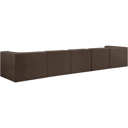 Rummi Brown Velvet Performance Fabric Upholstered 5pc. Modular Sofa