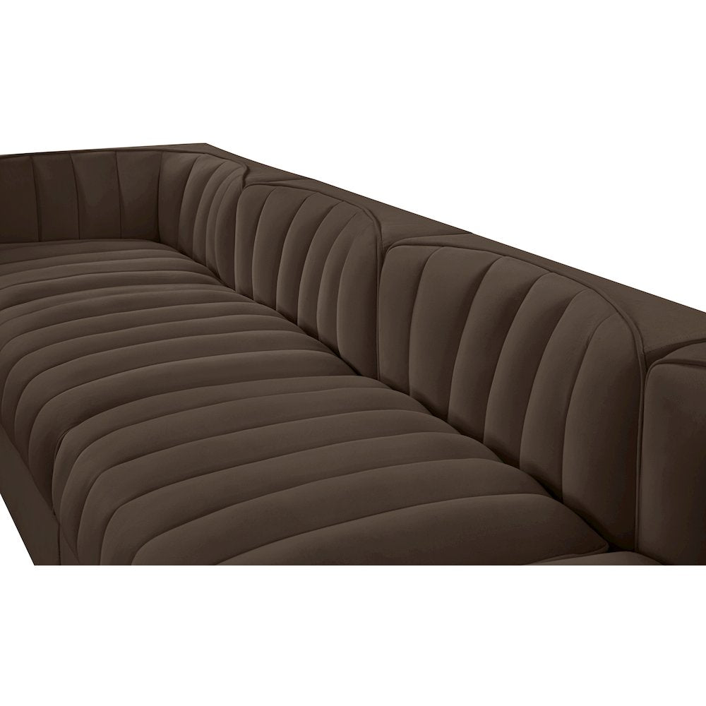 Rummi Brown Velvet Performance Fabric Upholstered 5pc. Modular Sofa