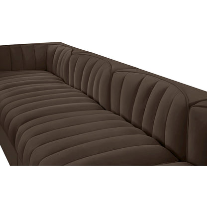 Rummi Brown Velvet Performance Fabric Upholstered 5pc. Modular Sofa
