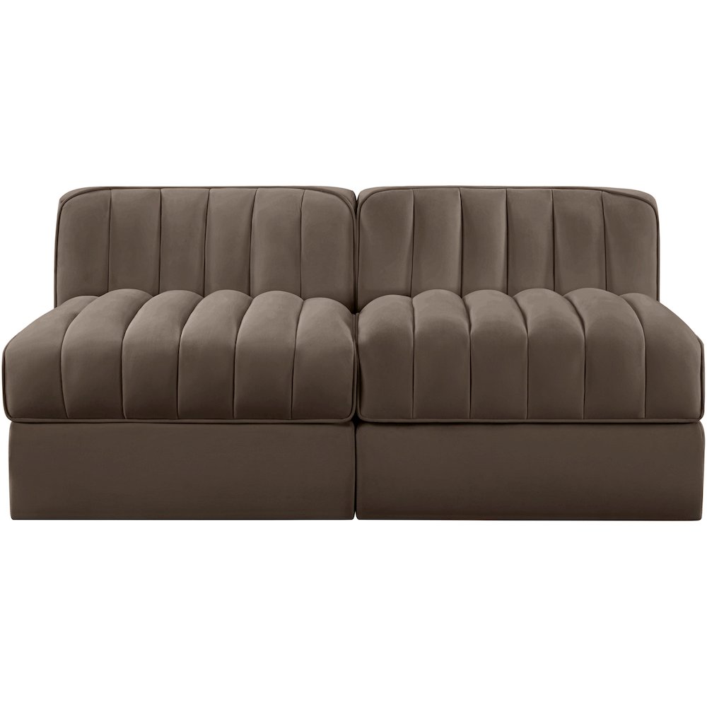 Rummi Brown Velvet Performance Fabric Upholstered 2pc. Modular Loveseat