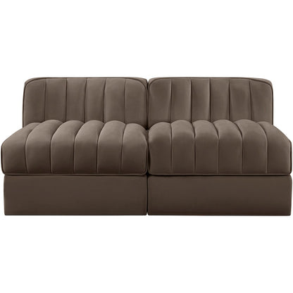 Rummi Brown Velvet Performance Fabric Upholstered 2pc. Modular Loveseat