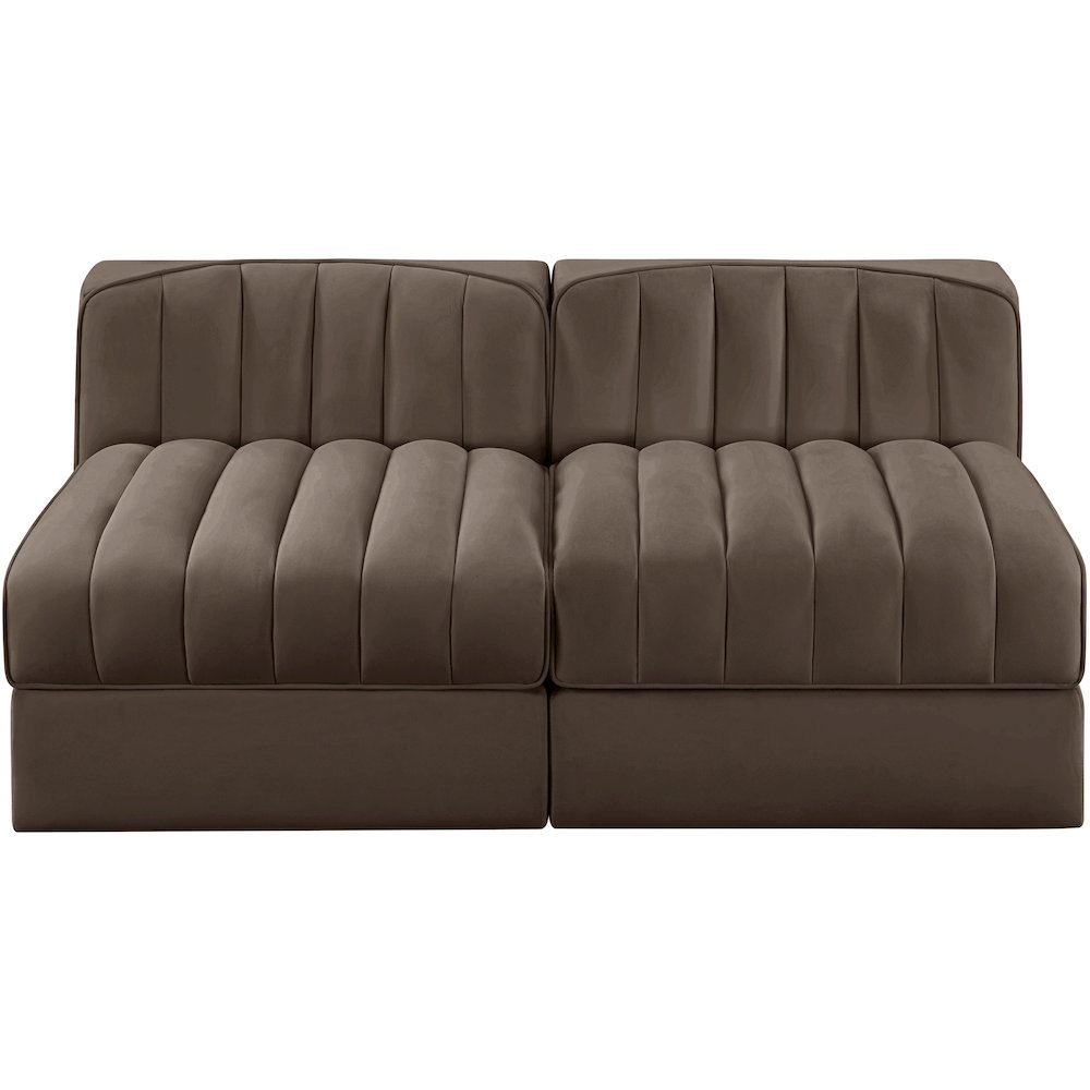 Rummi Brown Velvet Performance Fabric Upholstered 2pc. Modular Loveseat