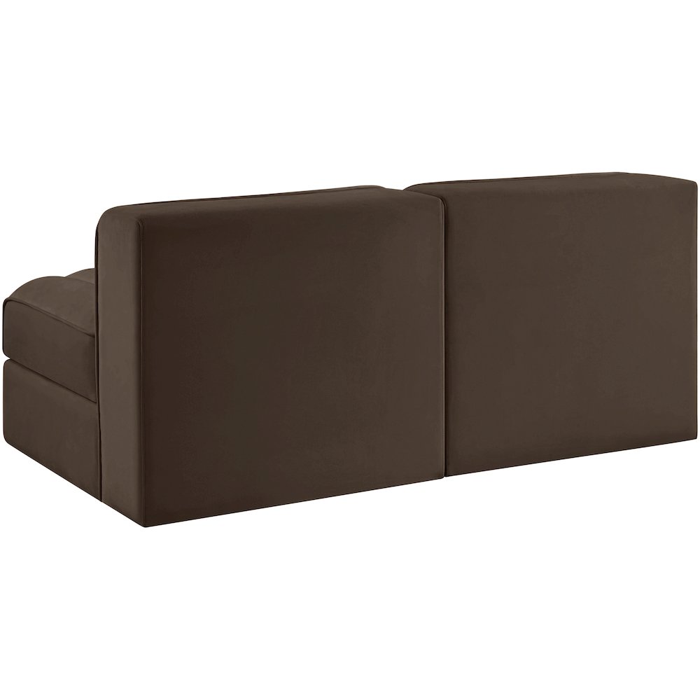Rummi Brown Velvet Performance Fabric Upholstered 2pc. Modular Loveseat