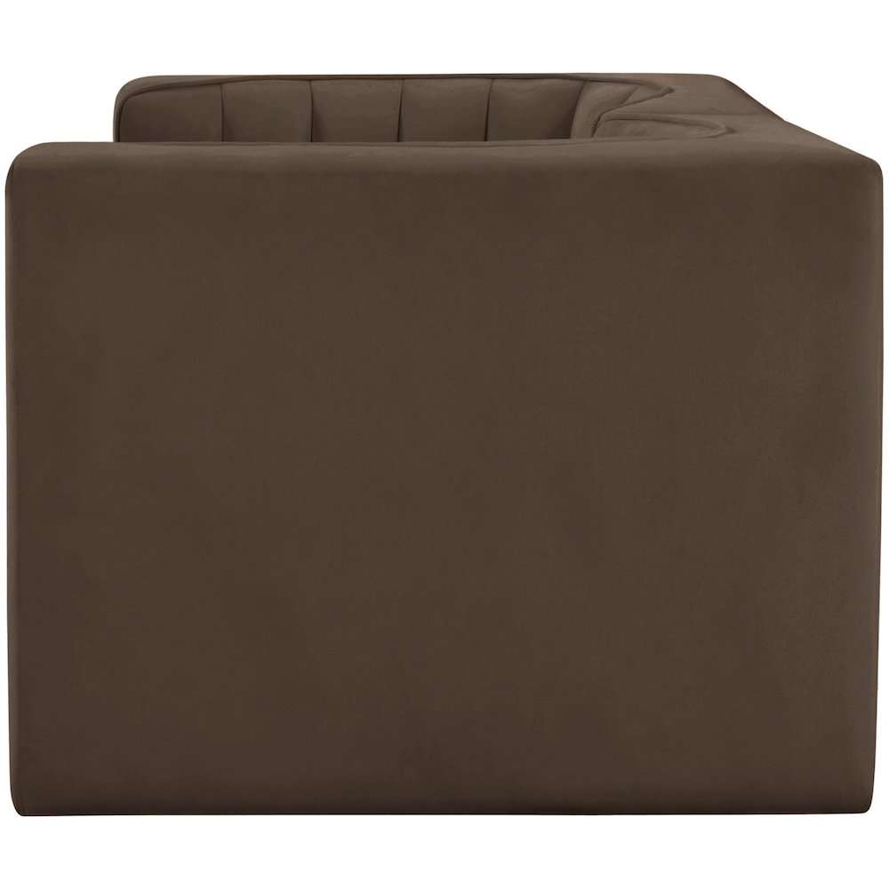 Rummi Brown Velvet Performance Fabric Upholstered 2pc. Modular Loveseat