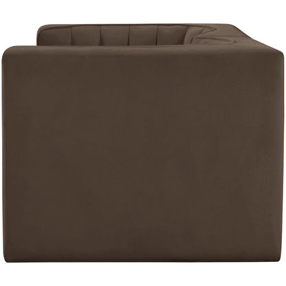 Rummi Brown Velvet Performance Fabric Upholstered 2pc. Modular Loveseat