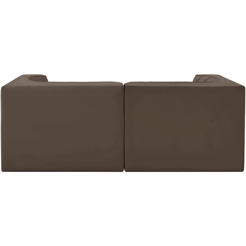 Rummi Brown Velvet Performance Fabric Upholstered 2pc. Modular Loveseat