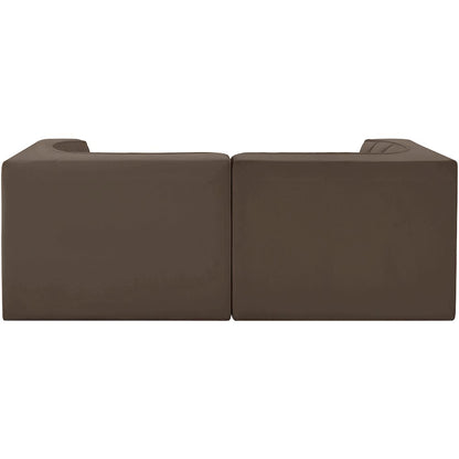 Rummi Brown Velvet Performance Fabric Upholstered 2pc. Modular Loveseat