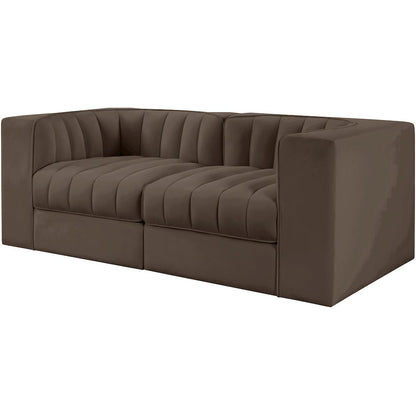 Rummi Brown Velvet Performance Fabric Upholstered 2pc. Modular Loveseat