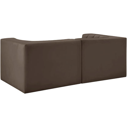 Rummi Brown Velvet Performance Fabric Upholstered 2pc. Modular Loveseat