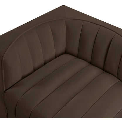 Rummi Brown Velvet Performance Fabric Upholstered 2pc. Modular Loveseat