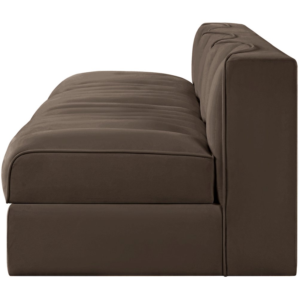 Rummi Brown Velvet Performance Fabric Upholstered 3pc. Modular Sofa