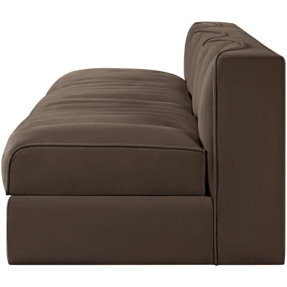 Rummi Brown Velvet Performance Fabric Upholstered 3pc. Modular Sofa