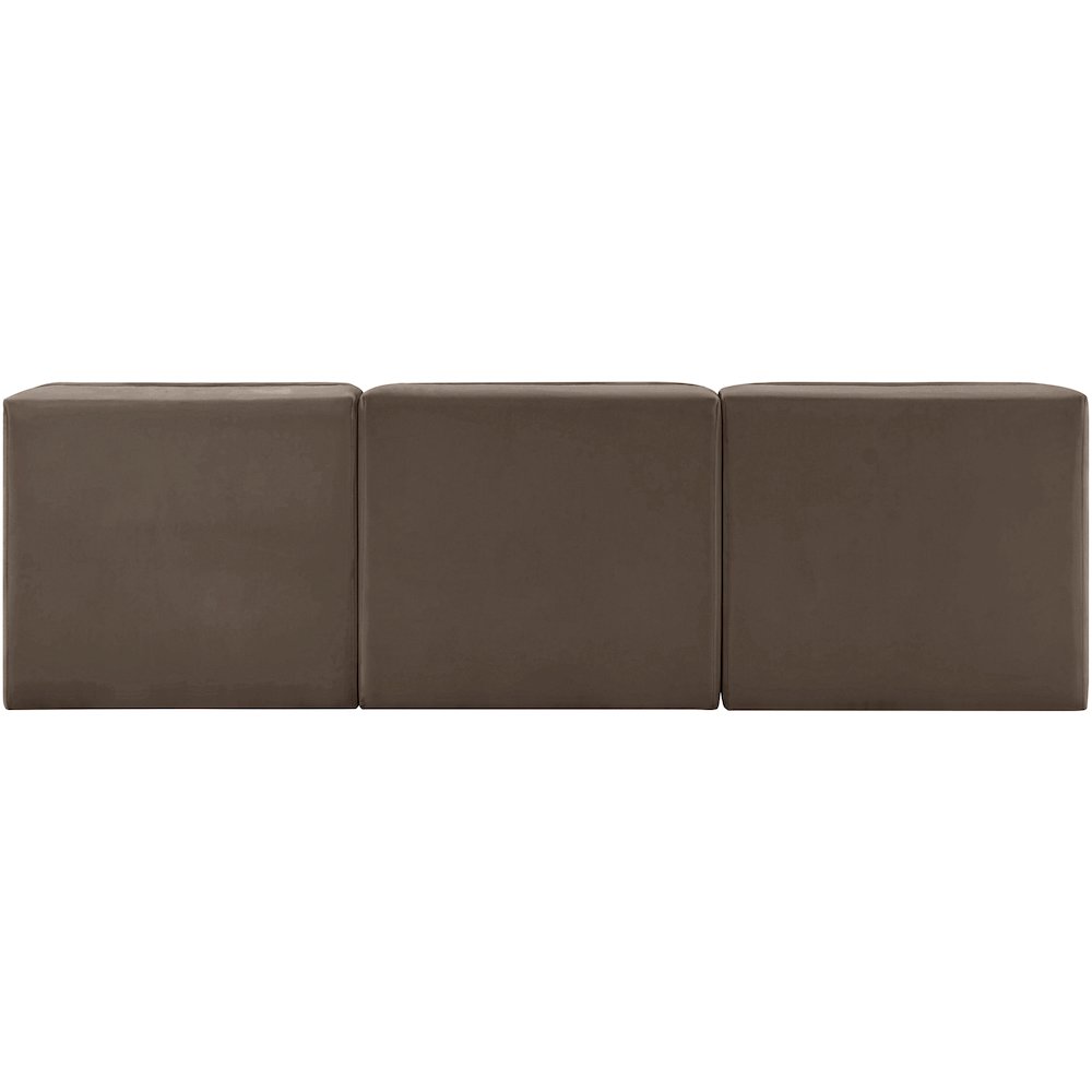 Rummi Brown Velvet Performance Fabric Upholstered 3pc. Modular Sofa