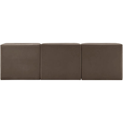 Rummi Brown Velvet Performance Fabric Upholstered 3pc. Modular Sofa