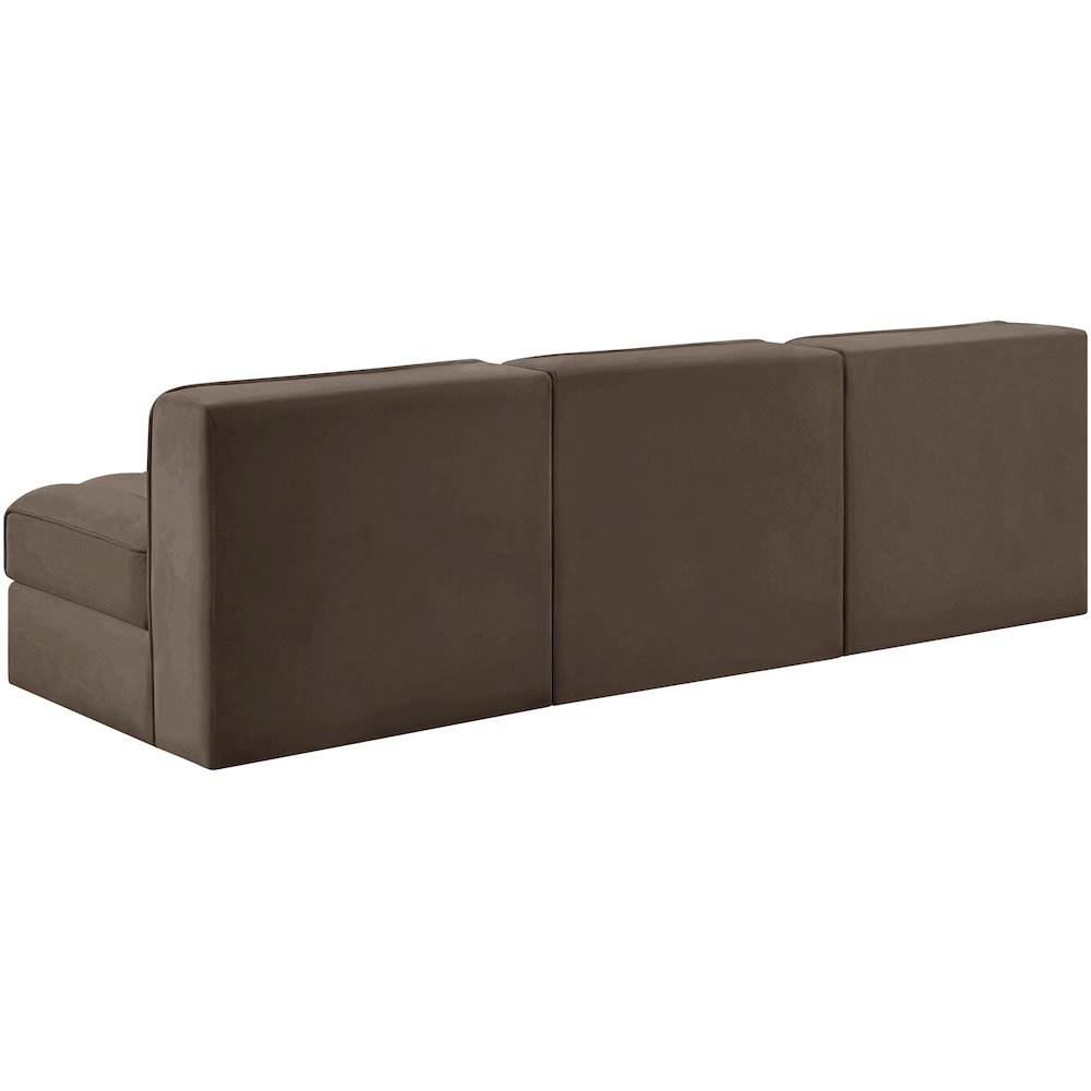 Rummi Brown Velvet Performance Fabric Upholstered 3pc. Modular Sofa