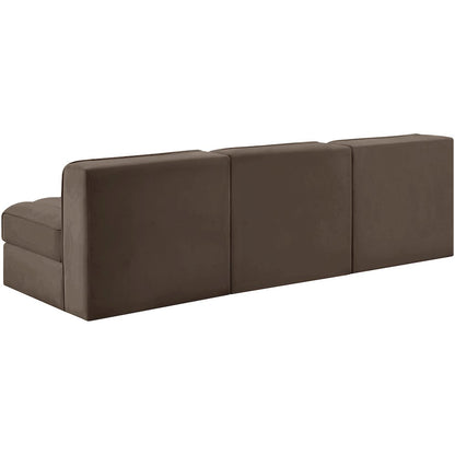 Rummi Brown Velvet Performance Fabric Upholstered 3pc. Modular Sofa