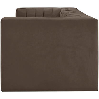 Rummi Brown Velvet Performance Fabric Upholstered 3pc. Modular Sofa